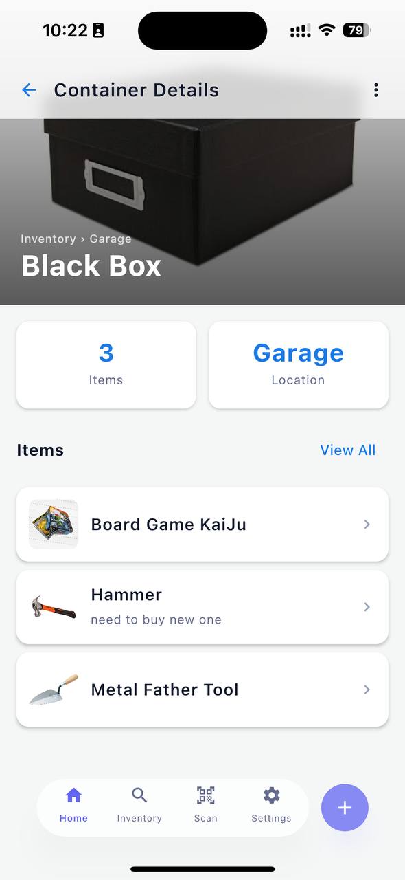 BoxIndex container with items