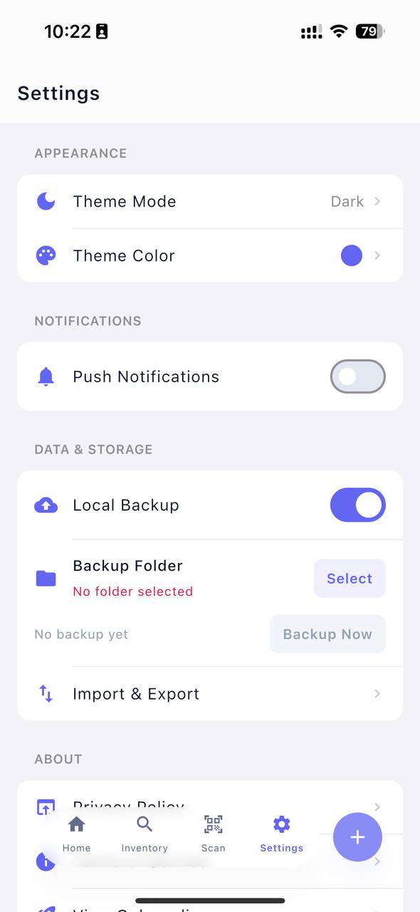BoxIndex settings and backup
